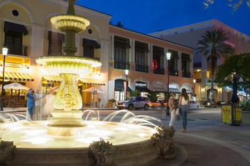 Fountain at West Palm Beach at night
