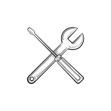 Repair tools hand drawn outline doodle icon