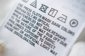 Cloth label tag with laundry care instructions