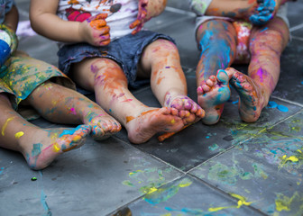 Messy kids with paint © VeronicaWong