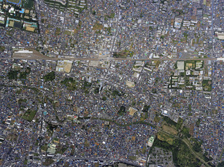 国分寺周辺／真俯瞰、空撮、2015・5撮影