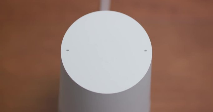 Woman Adjusting Smart Home Voice Controlled Gadget Volume - Close