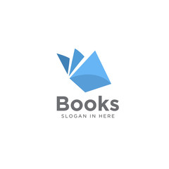 Naklejka premium Simple blue book open modern logo, icon