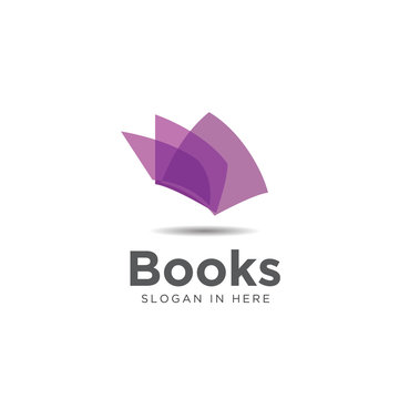 Modern purple overlap paper book logo