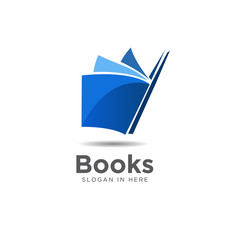modern blue book open logo and icon