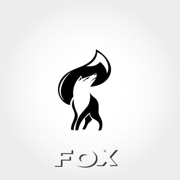 graceful stand fox logo with head fox negative space on tail