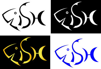 negative space in the inscription fish fish minimalist logo