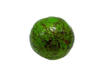 Top view of fresh avocado isolated on white background