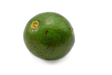 Top view of fresh avocado isolated on white background