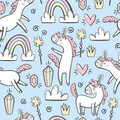 Wall murals Unicorn Seamless pattern with unicorns