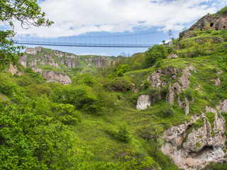 Fototapeta na wymiar Khndzoresk Swinging Bridge and Old Cave Village, Armenia 30
