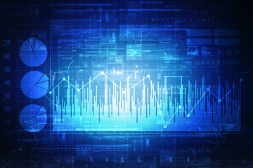 2d rendering Stock market online business concept. business Graph 