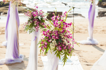 Fototapeta na wymiar Wedding set up on the beach.