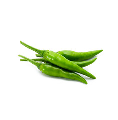 green chili on white background