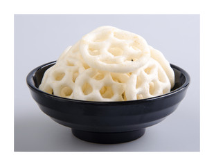 Junk food, potato ring on a background