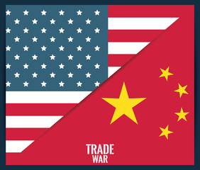 China and USA trade war concept vector illustration graphic design