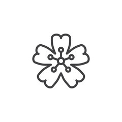 Cherry blossom outline icon. linear style sign for mobile concept and web design. Sakura Japanese cherry flower simple line vector icon. Symbol, logo illustration. Pixel perfect vector graphics