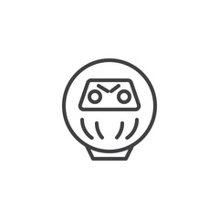 Obraz premium Daruma doll outline icon. linear style sign for mobile concept and web design. Japanese Dharma doll simple line vector icon. buddhist monk symbol, logo illustration. Pixel perfect vector graphics