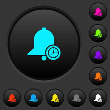 Reminder time dark push buttons with color icons