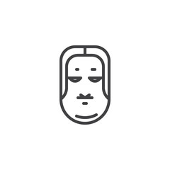 Ko omote mask outline icon. linear style sign for mobile concept and web design. Japanese Okame mask simple line vector icon. Symbol, logo illustration. Pixel perfect vector graphics