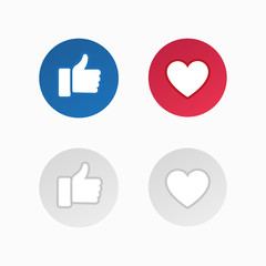 Like and love social media vector icons for print or web use
