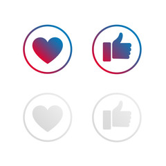 Like and love social media vector icons for print or web use