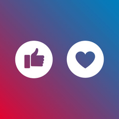 Like and love social media vector icons for print or web use
