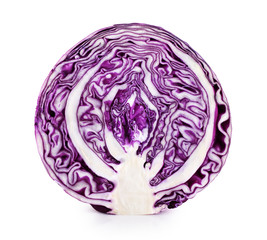 Purple cabbage isolated on white background.