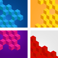 Colorful backgrounds with abstract hexagons pattern.