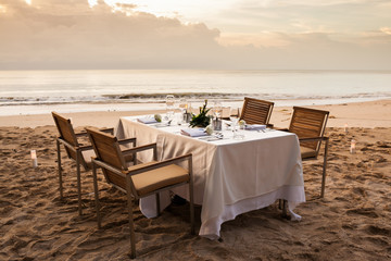 dinner table on the beach at Thailand