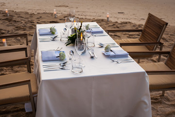 dinner table on the beach at Thailand