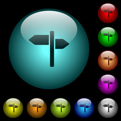 Signpost icons in color illuminated glass buttons