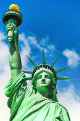 Fototapeta premium Statue of Liberty (Liberty Enlightening the world) near New York. Close-up. USA.