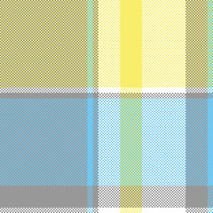 Yellow blue gray pixel plaid seamless pattern