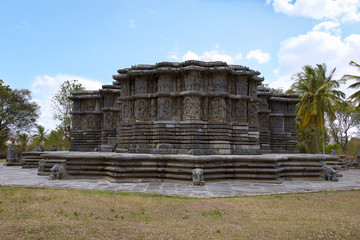 Fototapeta na wymiar Kedareshwara Temple, Halebid, Karnataka. View from the West.