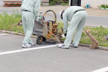 駐車場の白線引き