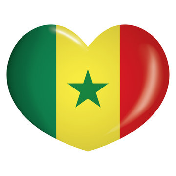 Illustration icon heart with Senegal flag. Ideal for catalogs of institutional materials and geography