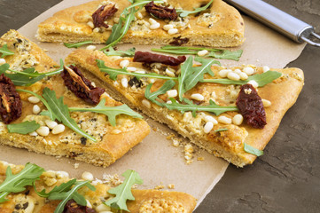 Arugula pizza. the view from the top.