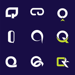 Set of letter logo design template elements collection of vector letter Q logo