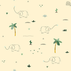 Seamless pattern background with African funny childish animals.