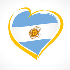Love Argentina emblem, Independence day banner with heart in national flag color. National holiday in Argentina 9 of july vector greetings card. Celebrate Argentinian anniversary of independence 1816