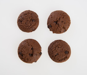 Cookies or Chocolate chips cookies on background.