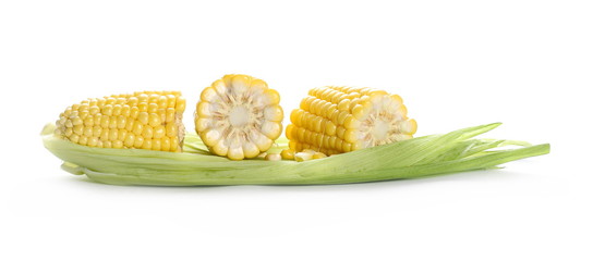 Corn cob slices isolated on white background
