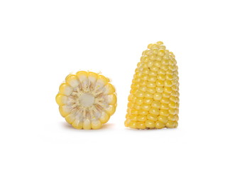 Corn cob slices isolated on white background