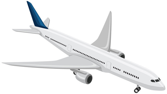 A Commercial Airplane on White Background