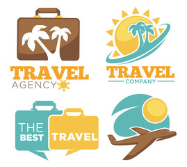 Travel company or tourist agency vector icons