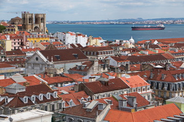 View of old town of Lisbon from Elevador de Santa Justa
