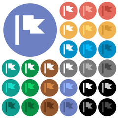 Flag round flat multi colored icons