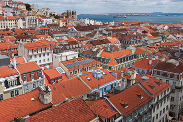 Fototapeta na wymiar View of old town of Lisbon from Elevador de Santa Justa 