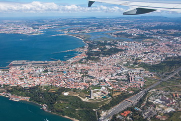 Aerial view of Lisbon during departure
